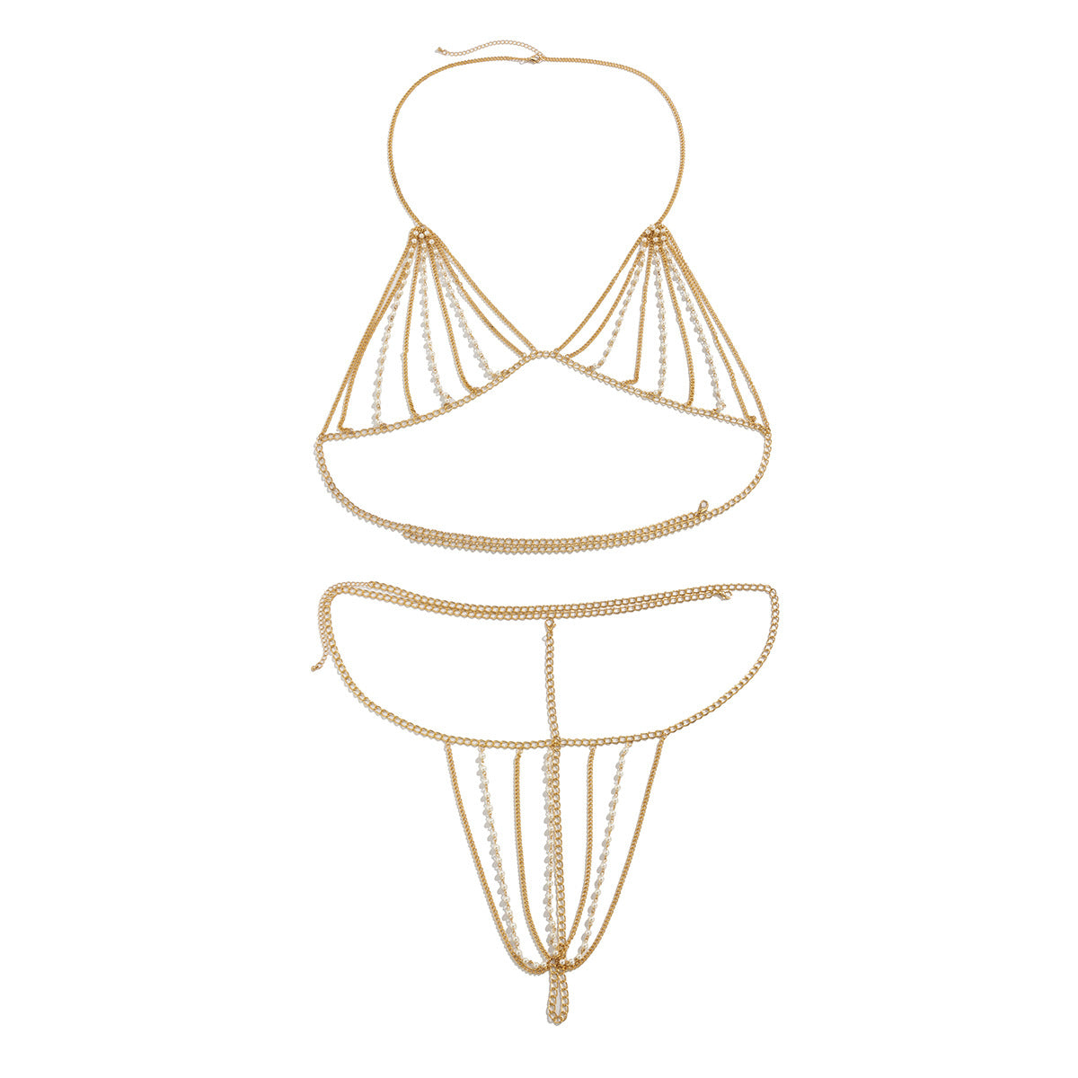 Elegante Modieuze Metalen Bodychain met Opvallende Imitatie Parels voor Dames