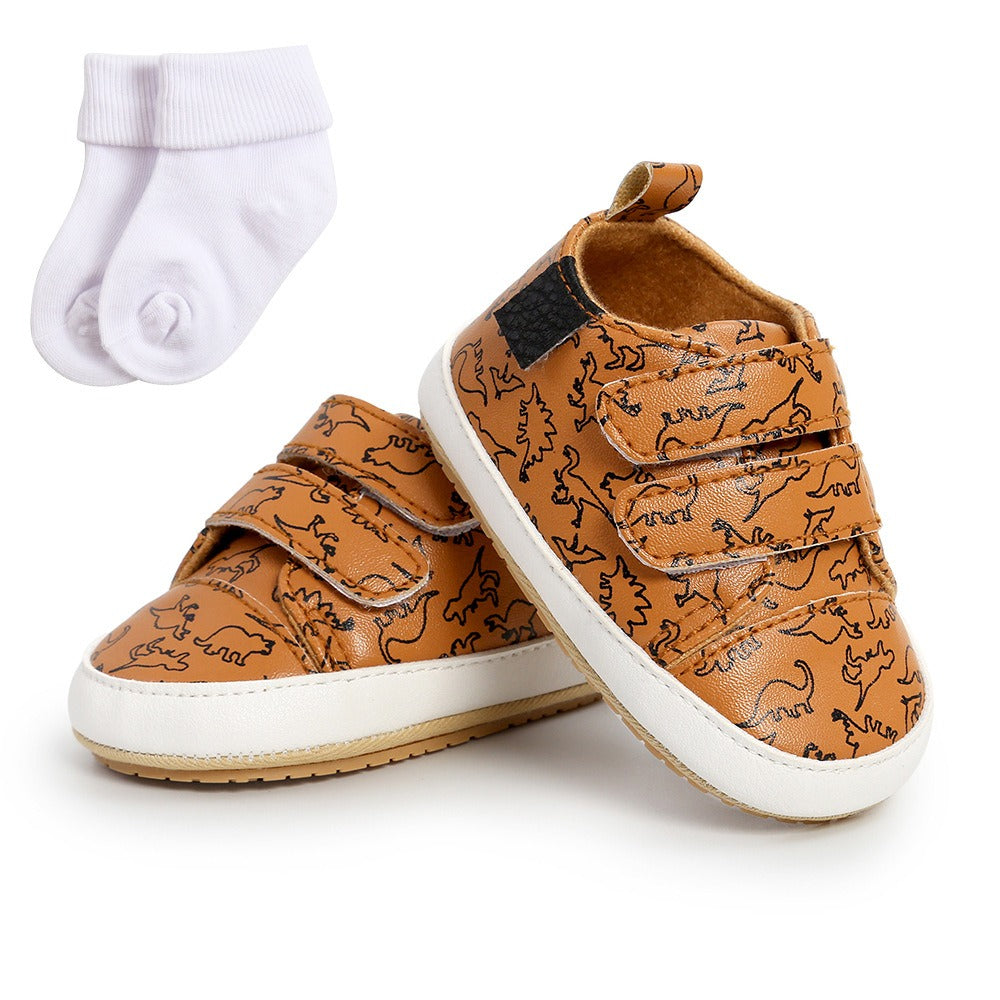 Eenvoudige Casual Effen Kleur Comfortabele Sneakers van PU-Leer met Klittenbandsluiting en Ronde Neus voor Kinderen