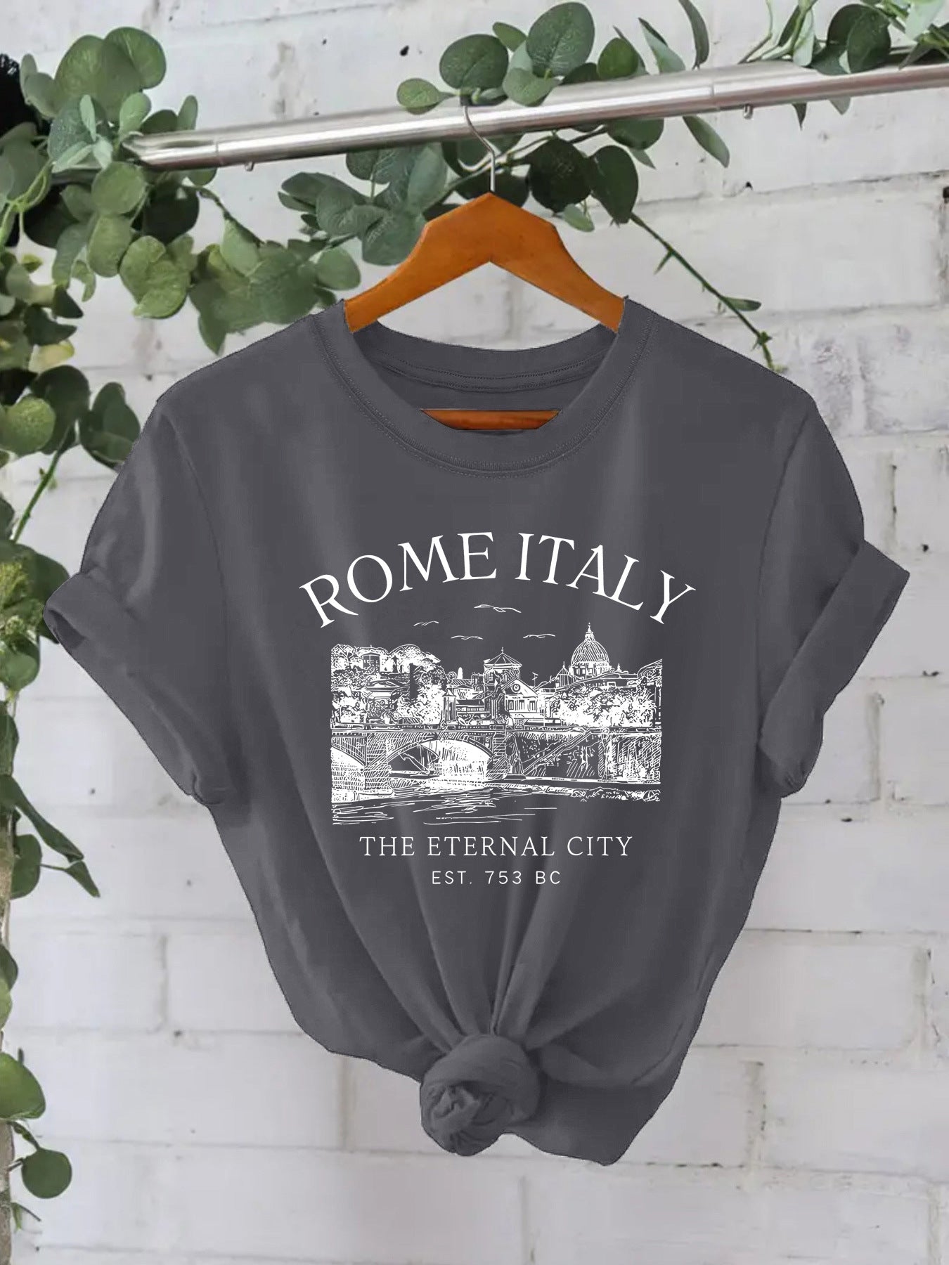 Trendy Stijlvolle Streetwear Effen Kleur Casual Ronde Hals T-shirt met Letterprint en Korte Mouwen voor Dames/Meiden & Plus-Size