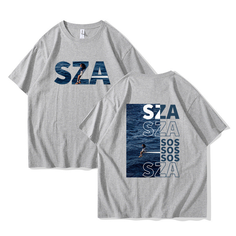 Trendy Eenvoudige Effen Kleur Casual Vintage Ronde Hals T-shirt met Grafische-print en Korte Mouwen voor UInisex