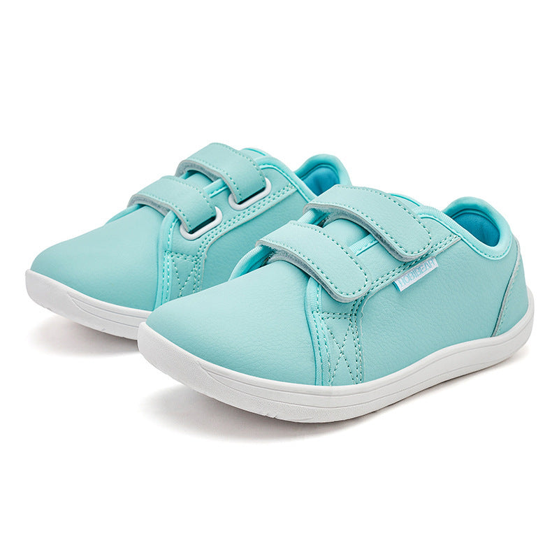 Casual Lichtgewicht Barefoot Sneakers van PU-Leer met Brede Neus en Klittenband voor Kids & Teenager