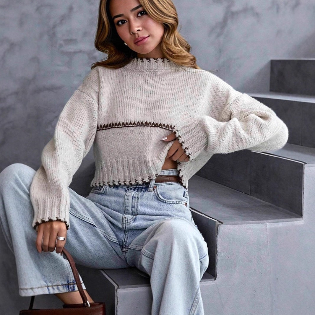 Amerikaanse Casual Losse Kort Trui met Streeppatroon voor Dames & Meiden