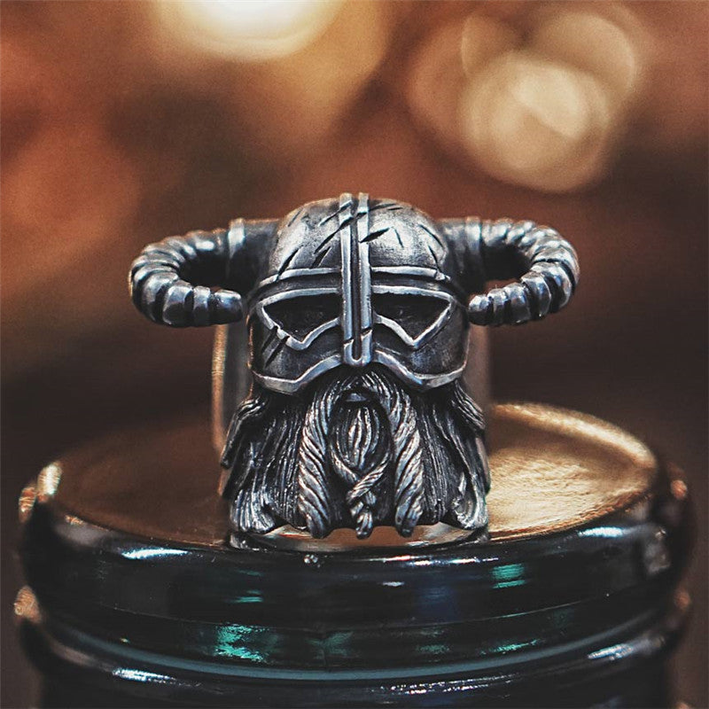 Europese Vintage Designer Zilveren Noorse Viking Gladiator Ring in voor Heren