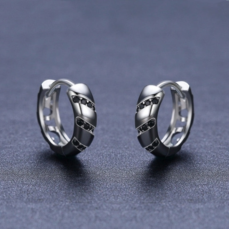 S925 Zilveren Europese Retro Creoool Oorbellen met Zirkoon Stenen voor Dames