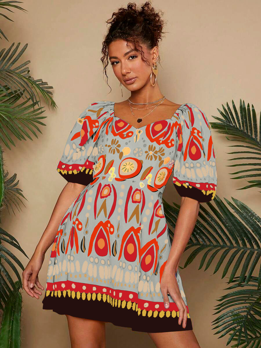 Zomerse Vibrant Mini-jurk met Bubbel Gebreide Textuur voor Dames & Plus-size