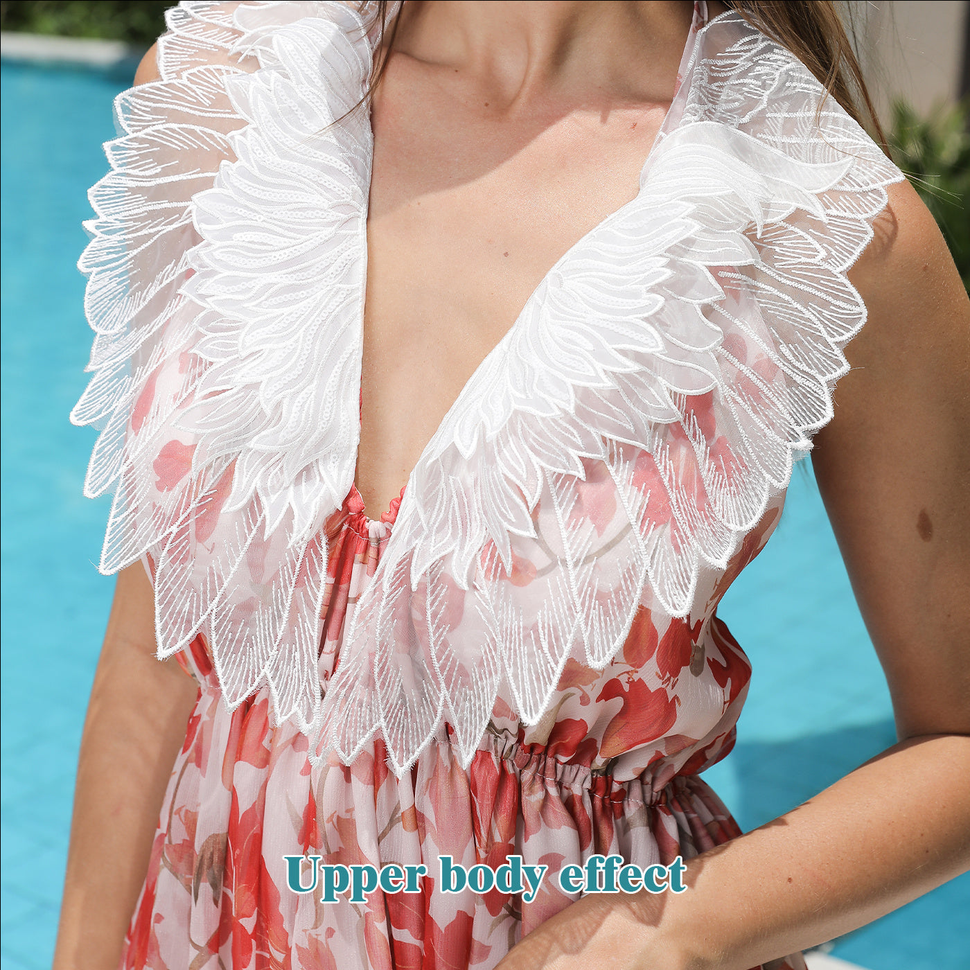 Casual Vintage Mouwloze Bloemenprint V-hals Maxi-jurk met Open Rug en Kraag van Kant voor Dames & Plus-size