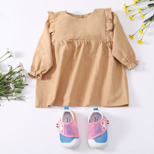 Casual Jurk van Katoen met Vierkante Kraag voor meisjes