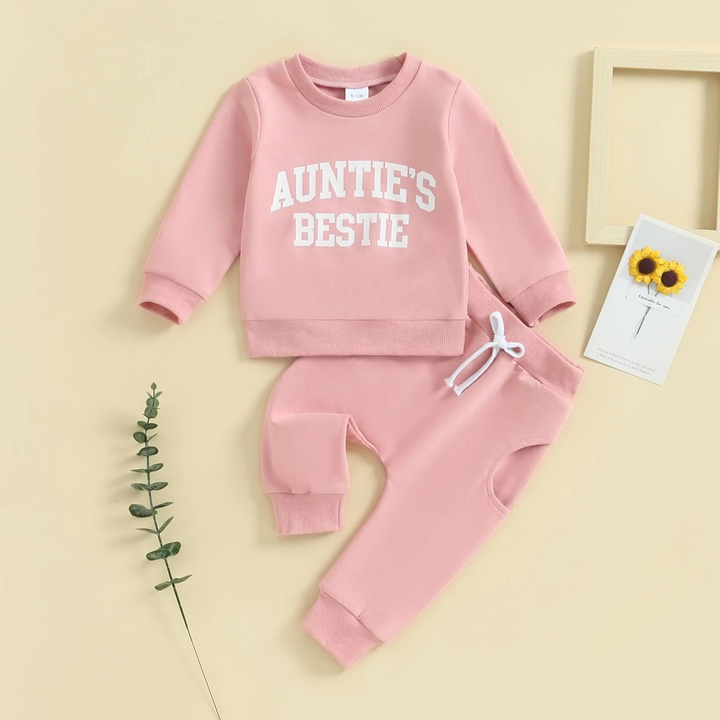 Europese en Amerikaanse Stijl Meisjesmode Eenvoudig Letterprint Sweatshirt & Joggingbroek voor Baby's/ Peuters