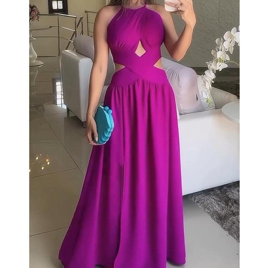 Trendy Geplooide Fluwelen Slim Fit Strak-Taille Cocktail/ Avondjurk met Heup-omwikkeld en Ronde Hals voor Dames & Plus-size