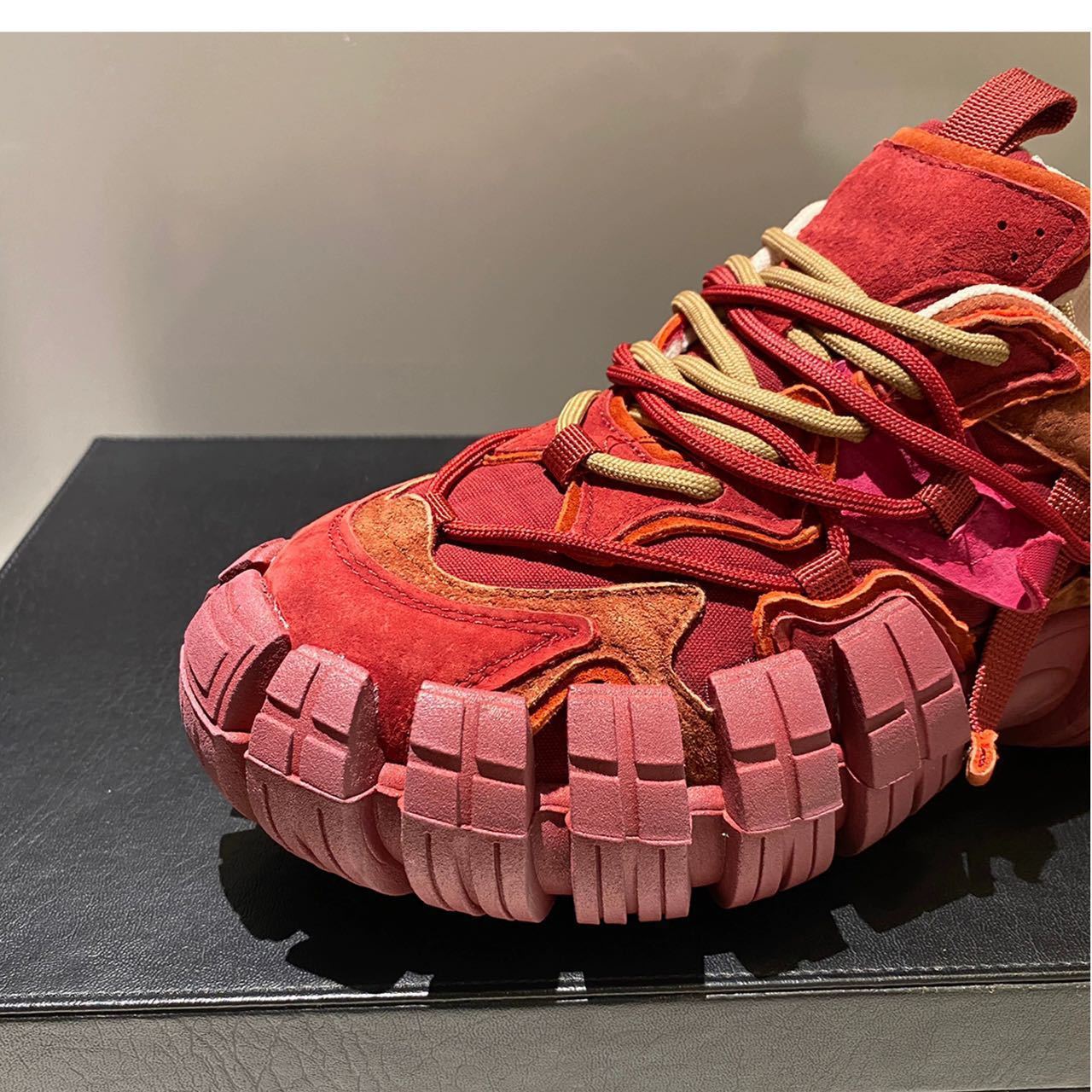 Europese Trendy Chunkey Sneakers van PU-Leer met Bandenprofiel Zool en Vetersluiting voor Heren