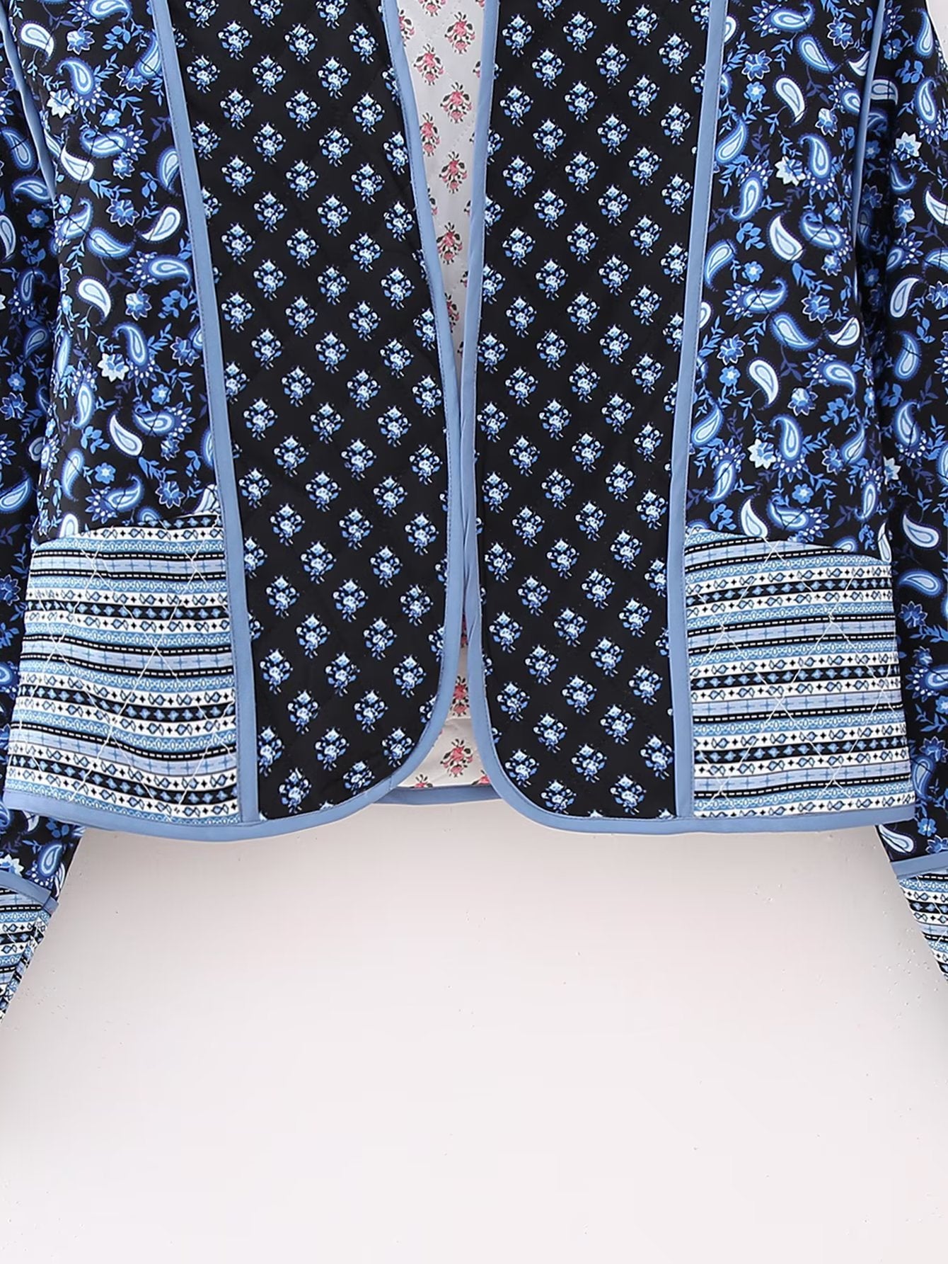 Europese en Amerikaanse Dubbelzijdig Gewatteerd Cropped Jacket met Bloemenprint voor Dames & Meiden