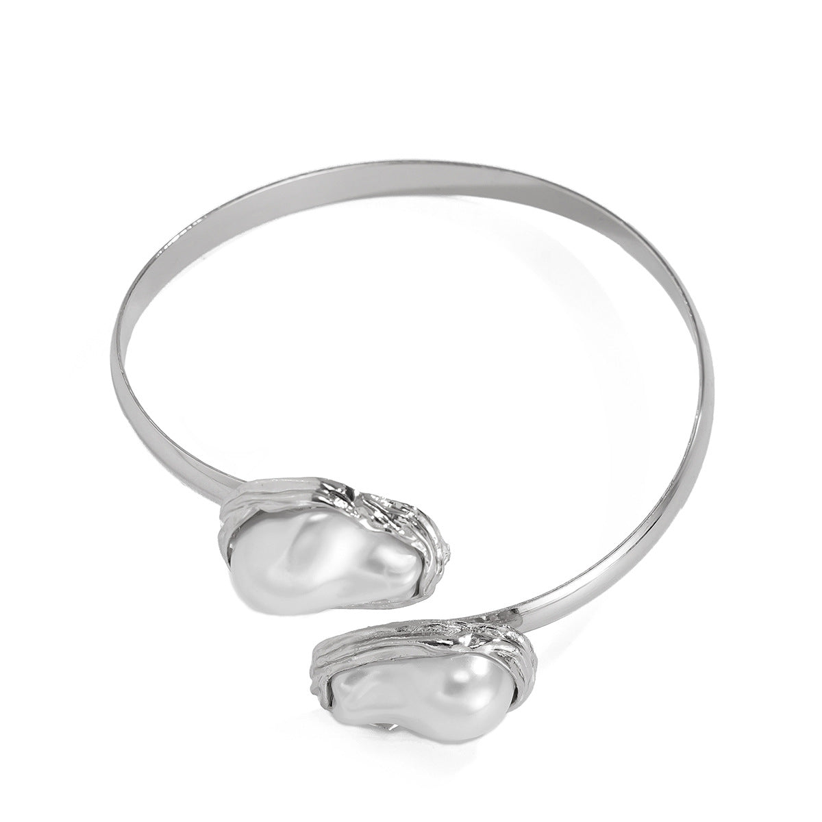 Modieuze Franse Sieradenset Retro Niche Barokvormige Imitatie-Parels Vergulde Statement Halsketting/Armband/Ring (Armband & Ring als Set Verkrijgbaar) van Legering voor Dames