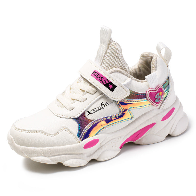 Casual Lichtgewicht Ademend Antislip Sport Sneakers van PU-Leer met Klittenband voor Meisjes