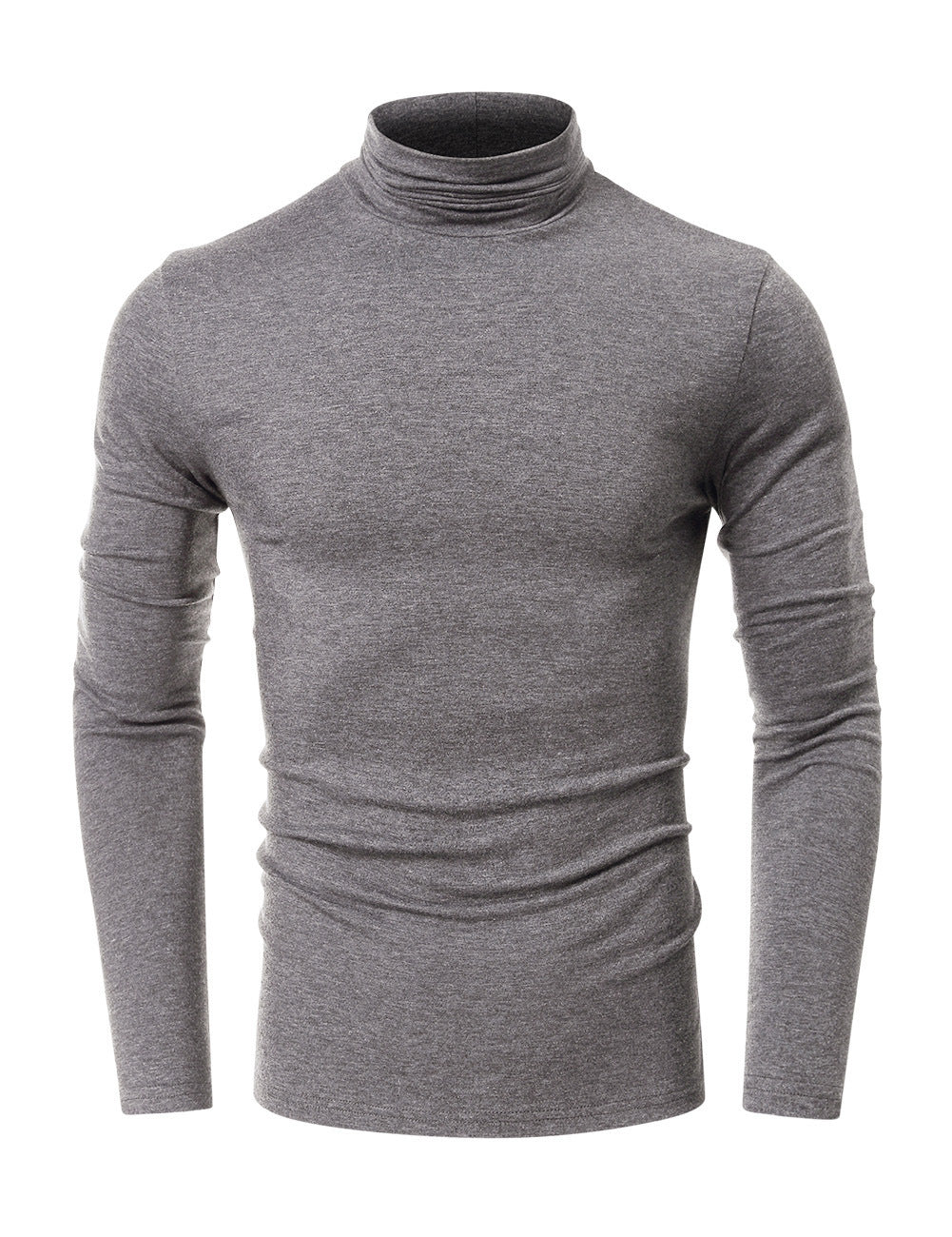 Amerikaanse Casual Elegante Slim-fit Effen Kleur Turtleneck T-shirt met Lange Mouwen voor Heren