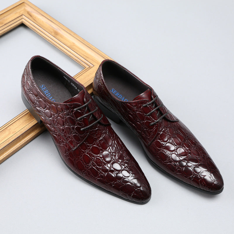 Europese Elegante Zakelijke Derbyschoenen van Echt Leer in Effen Kleur met Krokodillen-patroon voor Heren