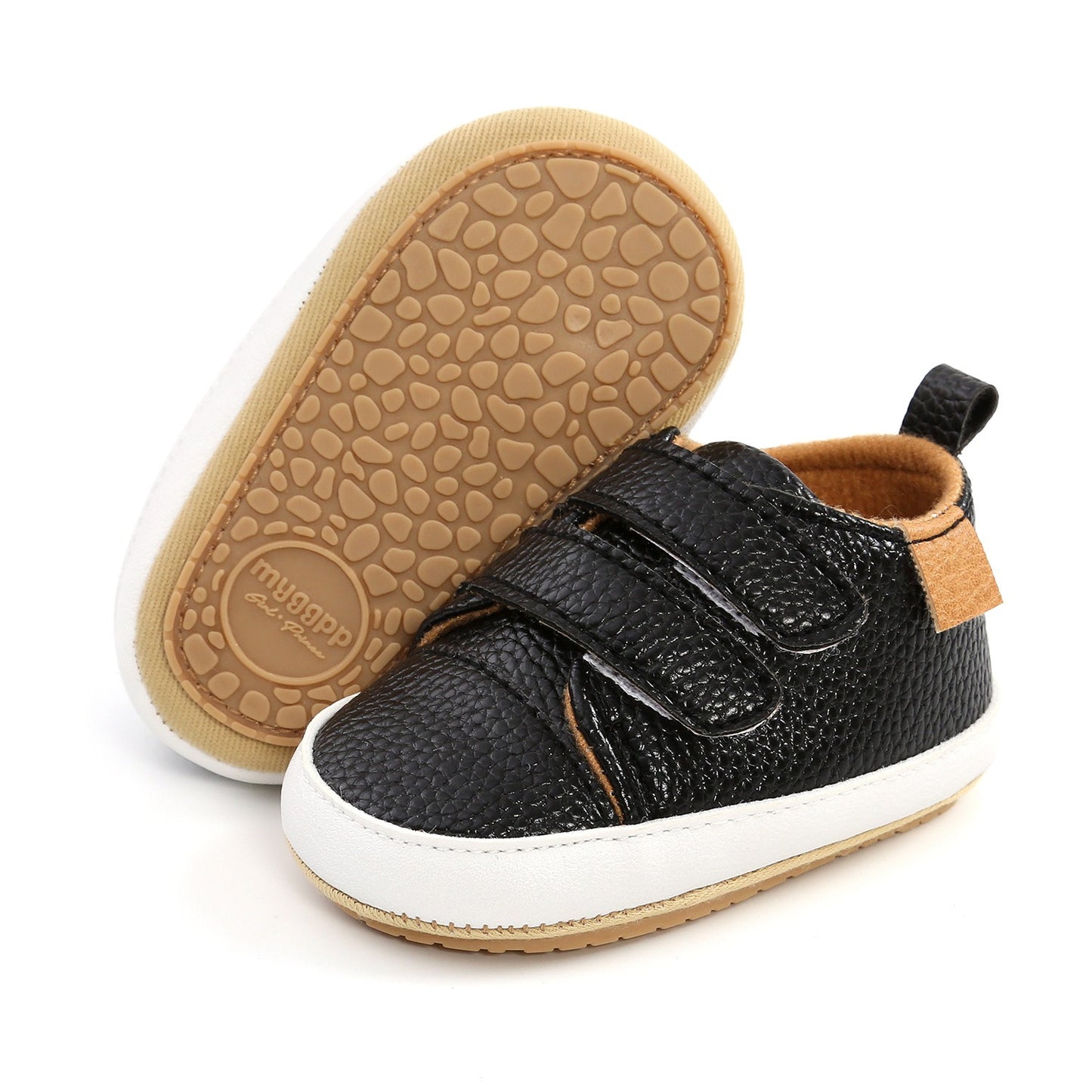 Eenvoudige Casual Effen Kleur Comfortabele Sneakers van PU-Leer met Klittenbandsluiting en Ronde Neus voor Kinderen