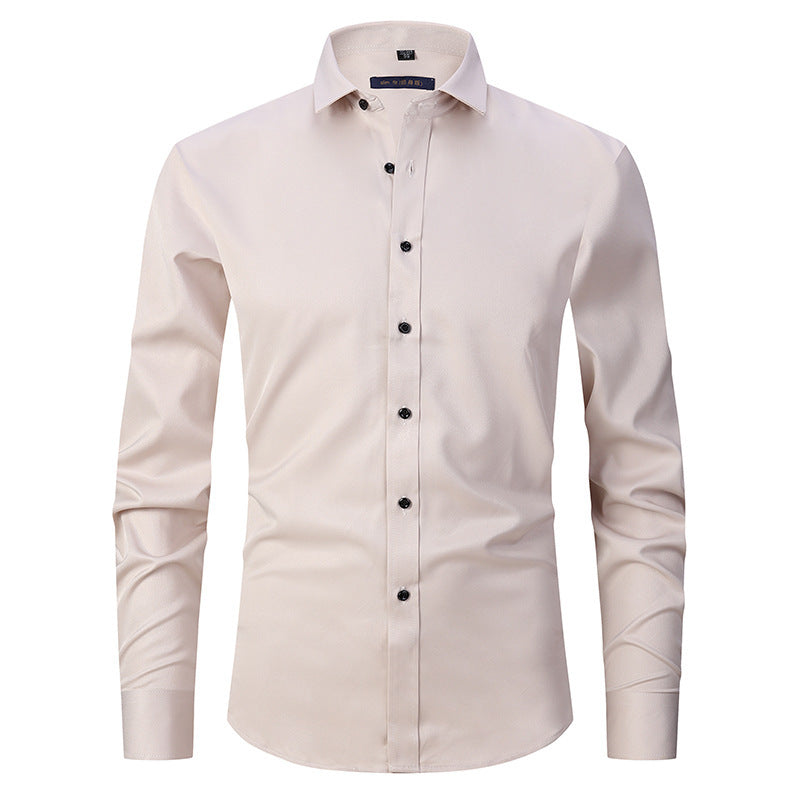 Casual/Business Slim-fit Stretch Overhemd met Lange Mouwen en Knoopsluiting voor Heren