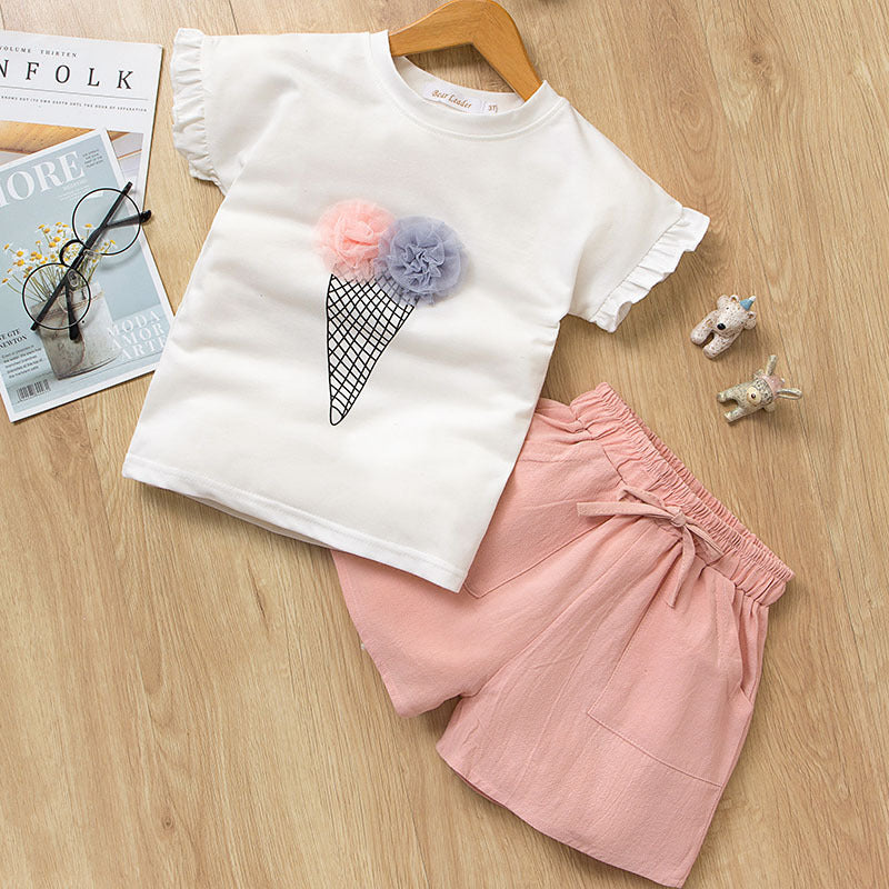 Tweedelig Set voor Meisjes T-shirt met Korte Mouwen & Shorts