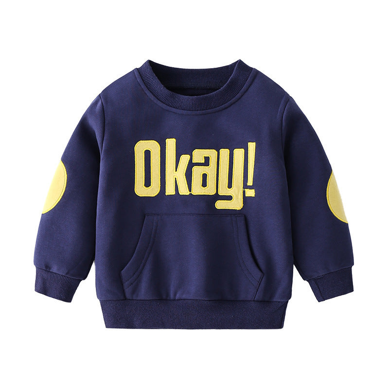 Casual Trendy Sweatshirt Geborduurde Engelse Tekst en patch voor Peuters / Kinderen