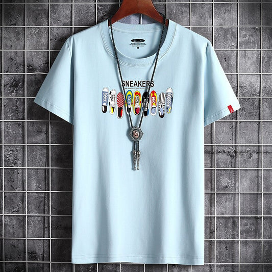 Modieuze Stijlvolle Effen Kleur Oversized Casual Vintage Korte Mouw Ronde Hals T-shirt met Grafische Print van Anime Harajuku Manga voor Heren & Jongens