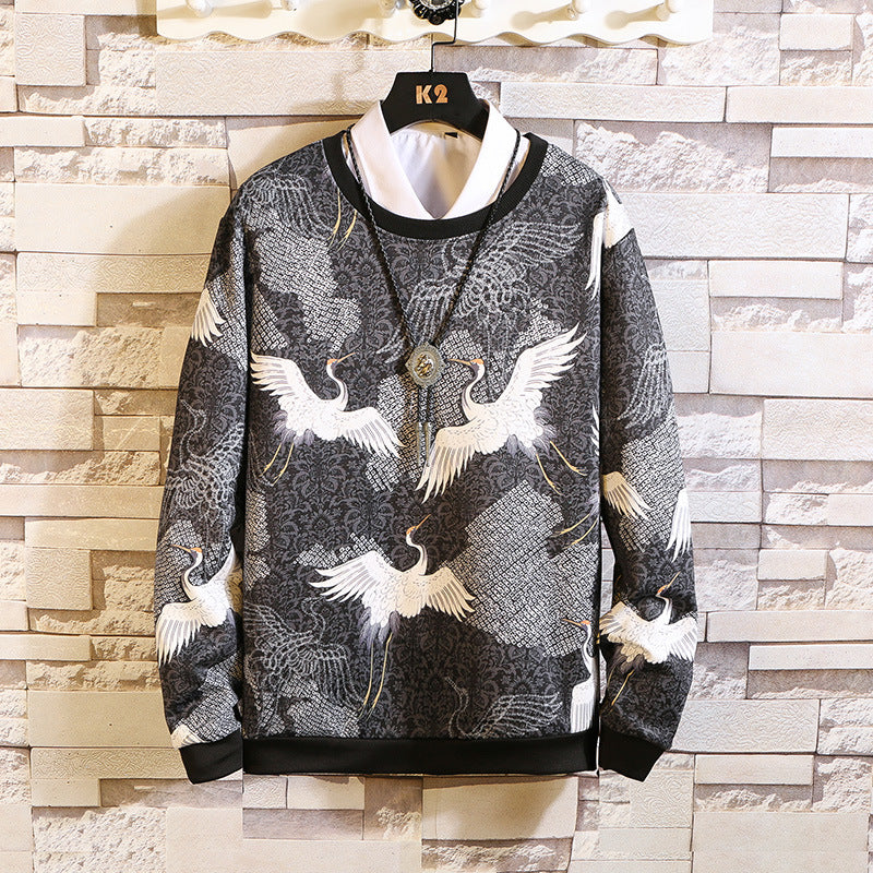 Sweatshirt met kraanvogelprint