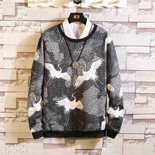 Sweatshirt met kraanvogelprint