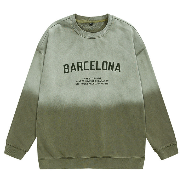 Amerikaanse Stijl Sweater van Katoen met Ronde Hals en Letterprint voor Heren & Jongens