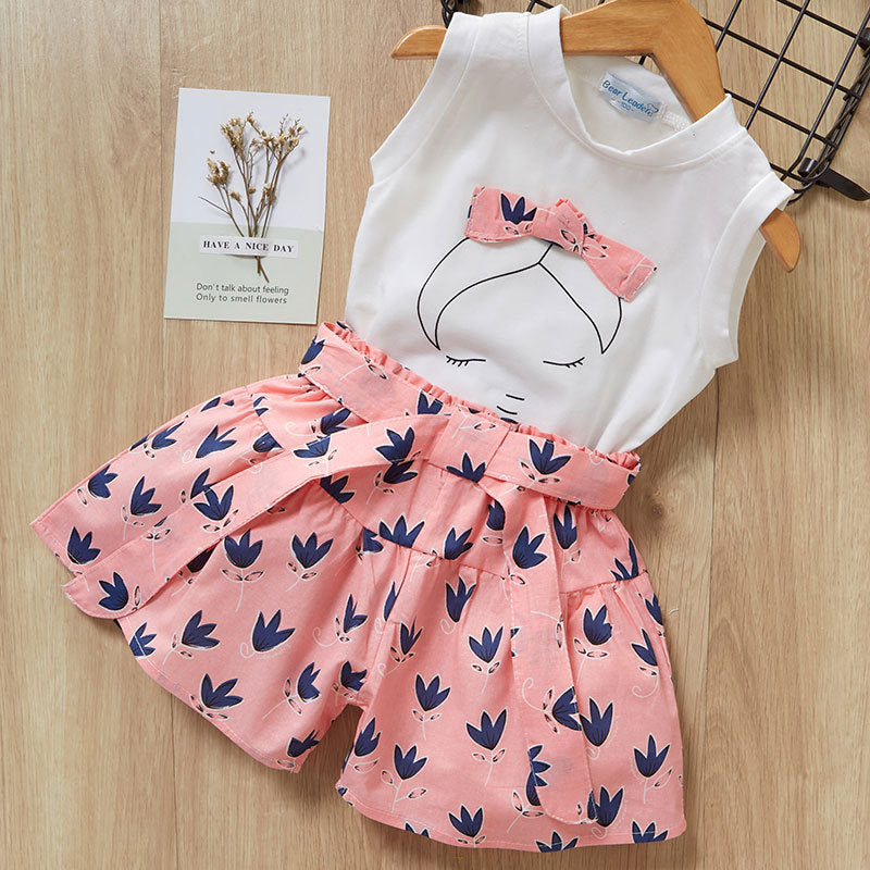 Tweedelig Set voor Meisjes T-shirt met Korte Mouwen & Shorts