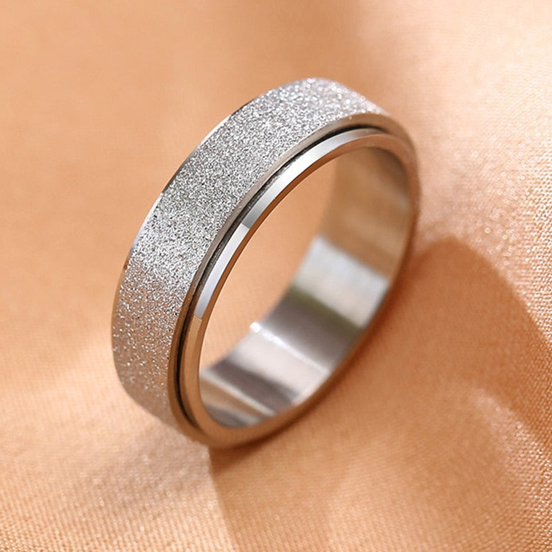 Trendy Stijlvolle Vnox Roestvrijstalen Draaibare Ring met Zandstraalafwerking voor Heren