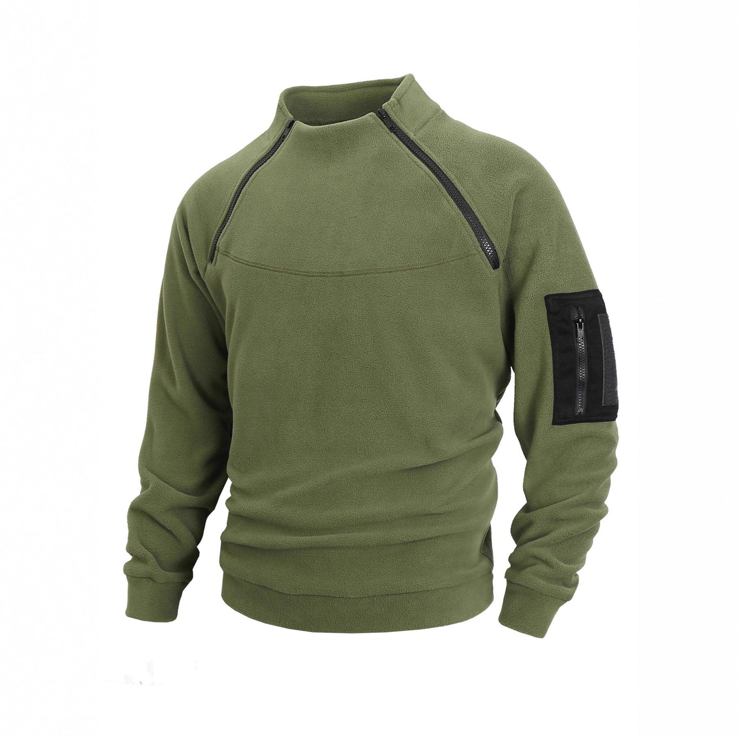 Trendy Koraal Fleece Outdoor Sweatshirt met Ritskraag voor Heren