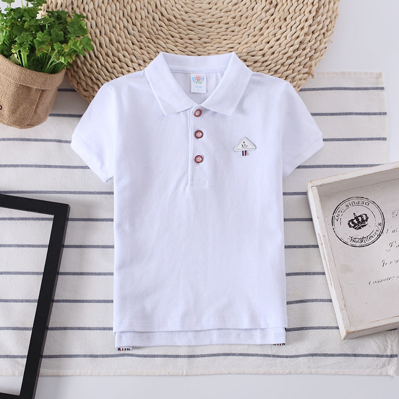 Europese Designer Ontwerp Modieze Casual Effen Kleur Poloshirt met Geborduurde Embleem en Korte Mouwen voor Kids & Teenager