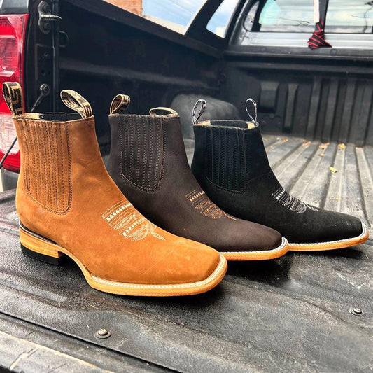 Europese en Amerikaanse Stijlvolle Effen Kleur Ariat Cowboylaarzen van Echt Leer met Geborduurde Patroon voor Heren