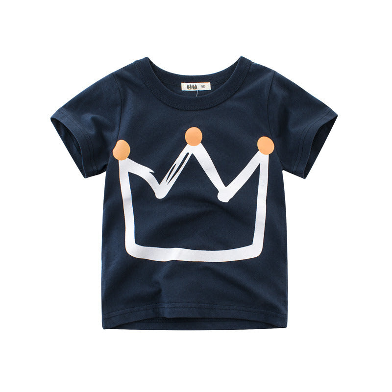 Casual Bedrukte Katoenen T-shirt met Ronde Hals en Korte Mouwen voor Kinderen