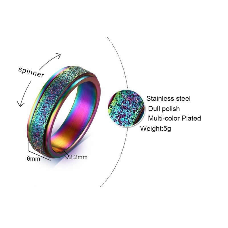 Trendy Stijlvolle Vnox Roestvrijstalen Draaibare Ring met Zandstraalafwerking voor Heren