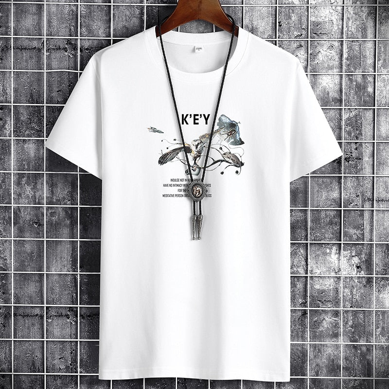 Modieuze Hiphopstijl Sportieve Effen Kleur Sportieve Ronde Hals T-shirt met Cartoonprint en Korte Mouwen voor Heren & Jongens