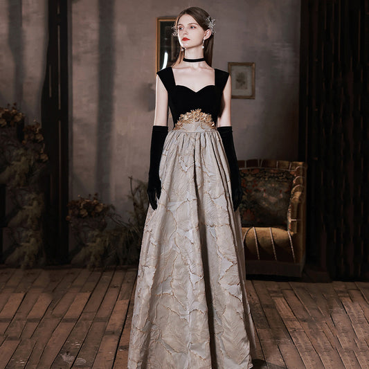 Hepburn Style Elegante Avond/Feestjurk met Patroon en Gleufkraag voor Dames & Plus-size