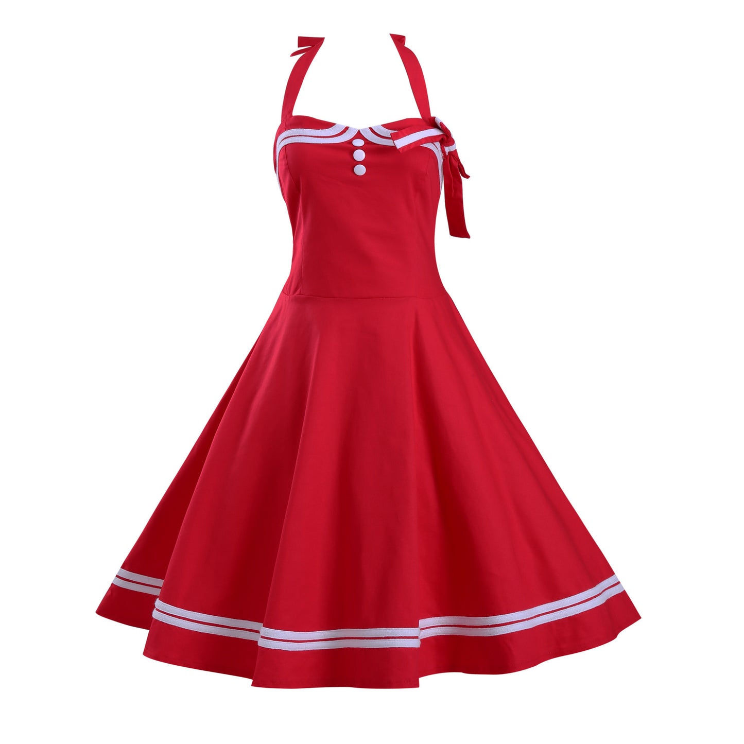 Hepburn Style Retro Matrozen Halterjurk met Gestreepte Patroon voor Dames & Plus-size
