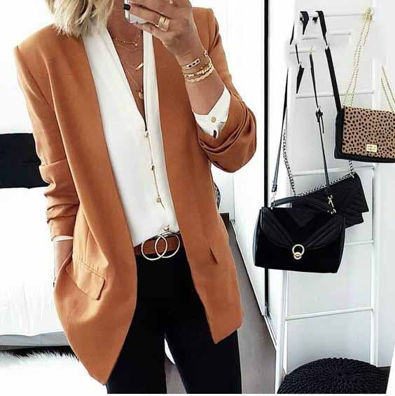 Casual Kleur Slim-Fit Blazer voor Dames & Plus-size