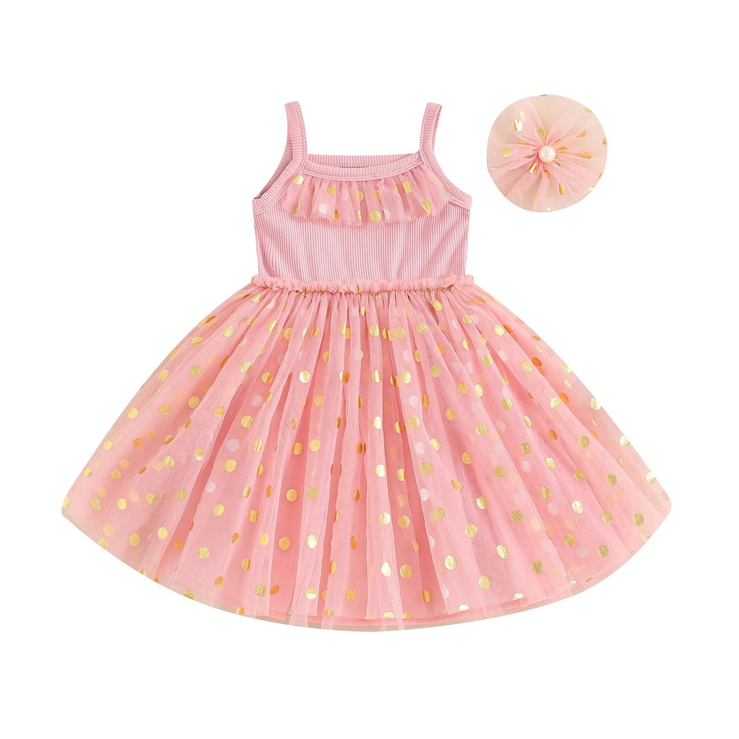 Meisjesjurken Casual Halter Mesh met Hoofdbloem