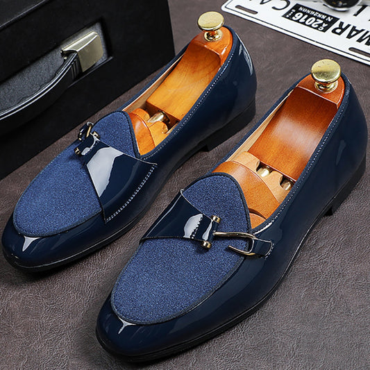 Stijlvolle Elegante Effen Kleur Klassiek Formele/Business Lakleren Mocassins van PU-Leer met Imitatie Suède Accenten en Decoratieve Gesp voor Heren & Jongens