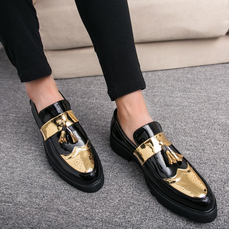Britse Stijl Klassieke Effen Kleur Casual/Business Instap Lakschoenen van Echt Leer met Voetbeschermers en