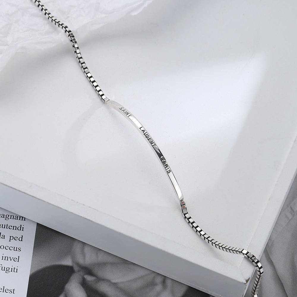 Eenvoudige 925 Sterling Zilveren Geometrische Enkelbandje met Bedeltjes en Letterprint voor Dames