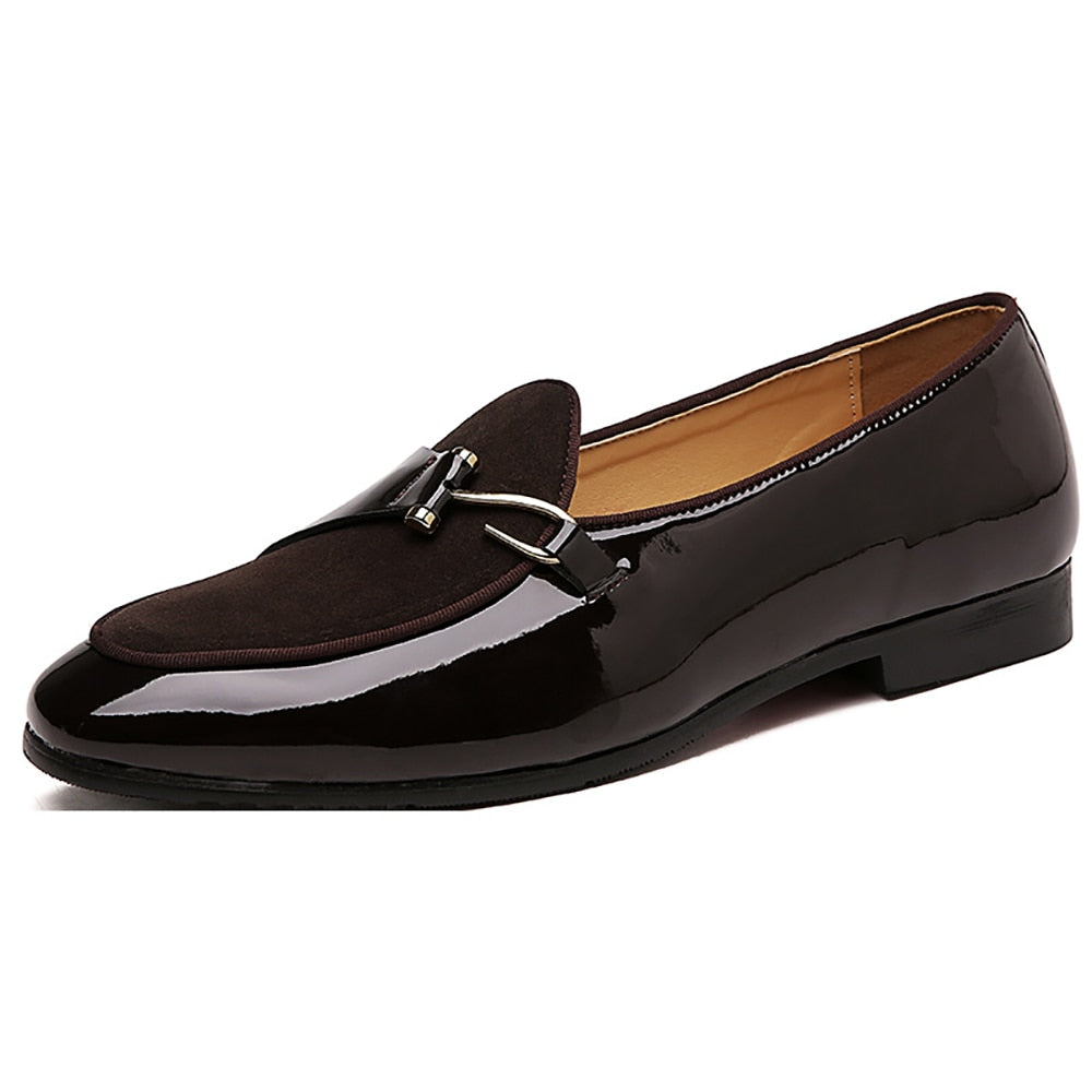 Stijlvolle Elegante Effen Kleur Klassiek Formele/Business Lakleren Mocassins van PU-Leer met Imitatie Suède Accenten en Decoratieve Gesp voor Heren & Jongens