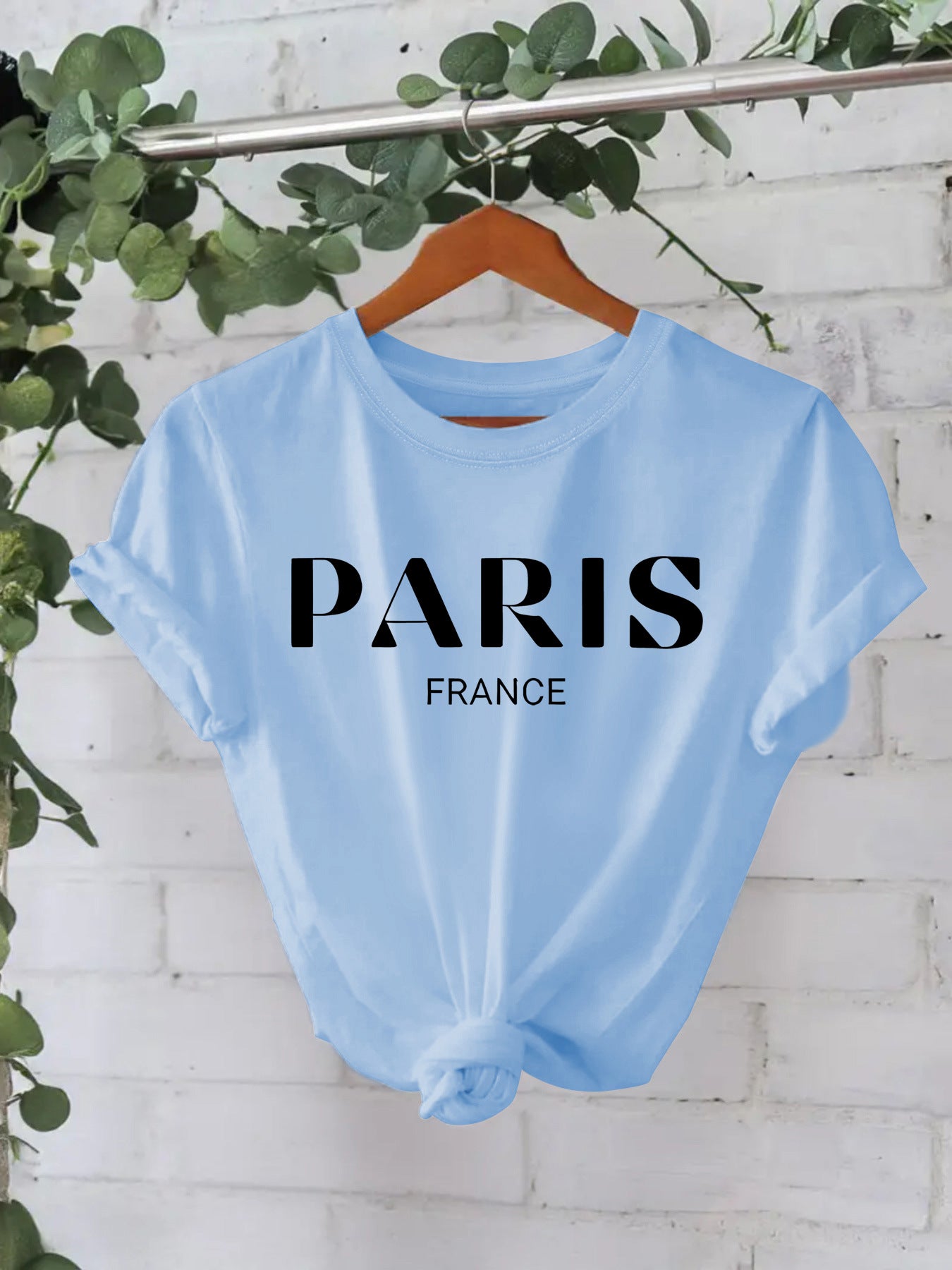 Trendy Stijlvolle Effen Kleur Casual Ronde Hals T-shirt met Letterprint en Korte Mouwen voor Dames/Meiden & Plus-Size