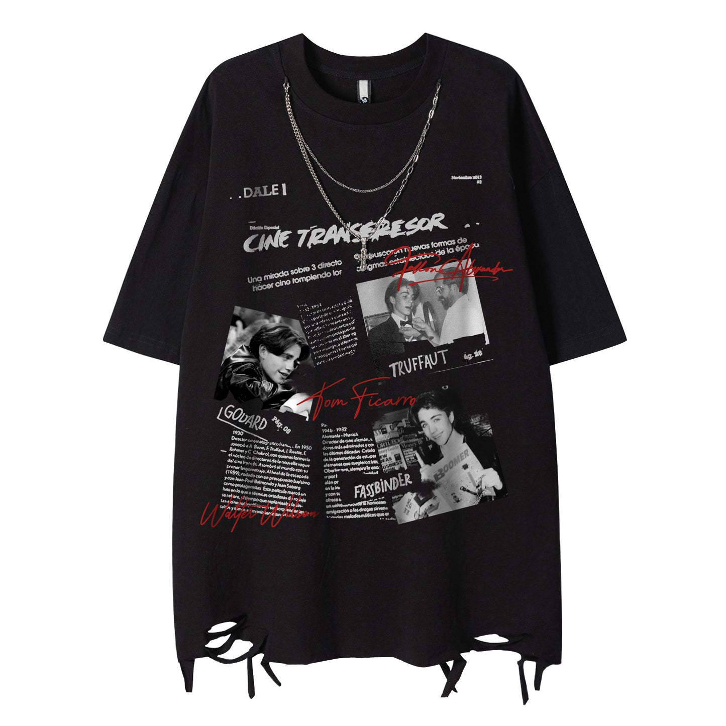 Eenvoudige Casual Effen Kleur Oversized Vintage Fotoprint T-shirt met Ronde Hals en Korte Mouwen voor Heren