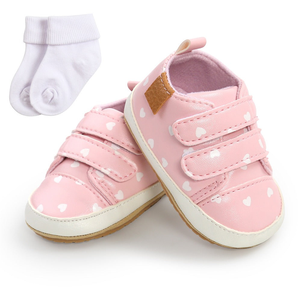 Eenvoudige Casual Effen Kleur Comfortabele Sneakers van PU-Leer met Klittenbandsluiting en Ronde Neus voor Kinderen