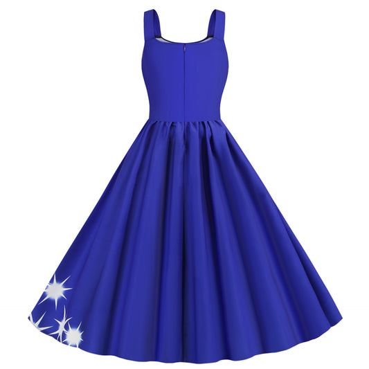 Hepburn Style Vintage Mouwloze Swingjurk met Kerst Bedrukking voor Dames & Plus-size