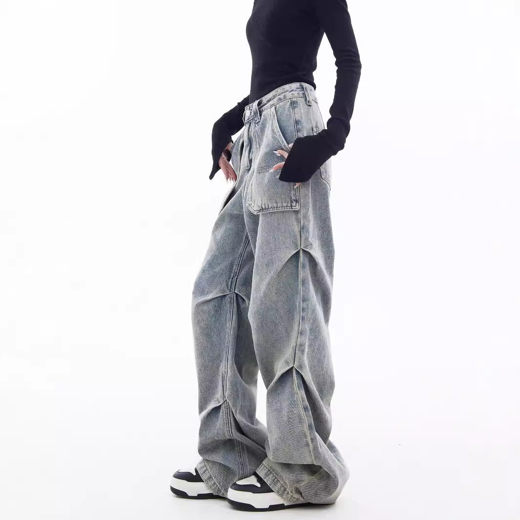 American Style Retro Workwear Jeans voor Dames/ Plus-size & Meiden