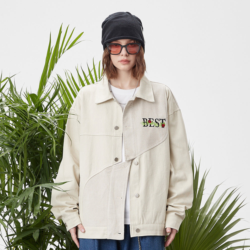 Uniek Designers Ontwerp Casual Jacket met Geborduurde Letters voor Dames & Plus-size