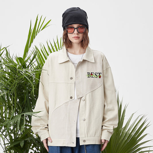 Uniek Designers Ontwerp Casual Jacket met Geborduurde Letters voor Dames & Plus-size